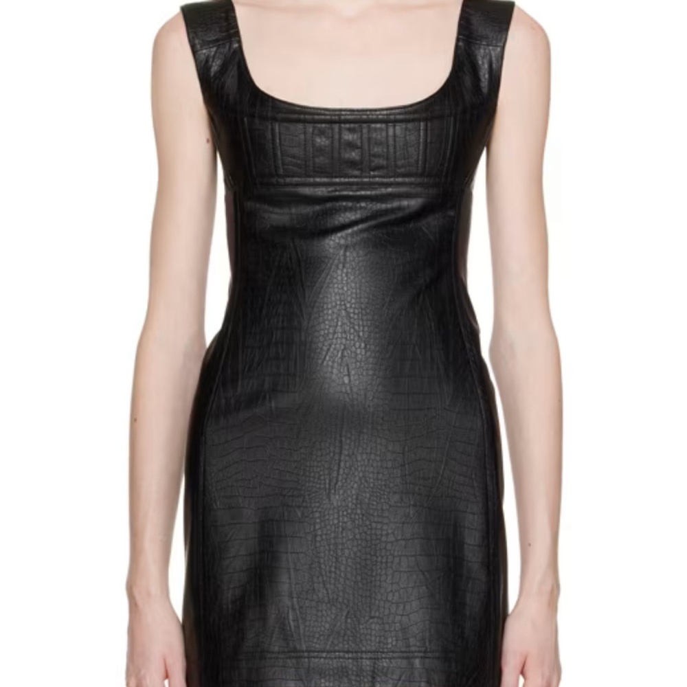 NWT Miaou Vivi Faux-Leather Minidress Black Python